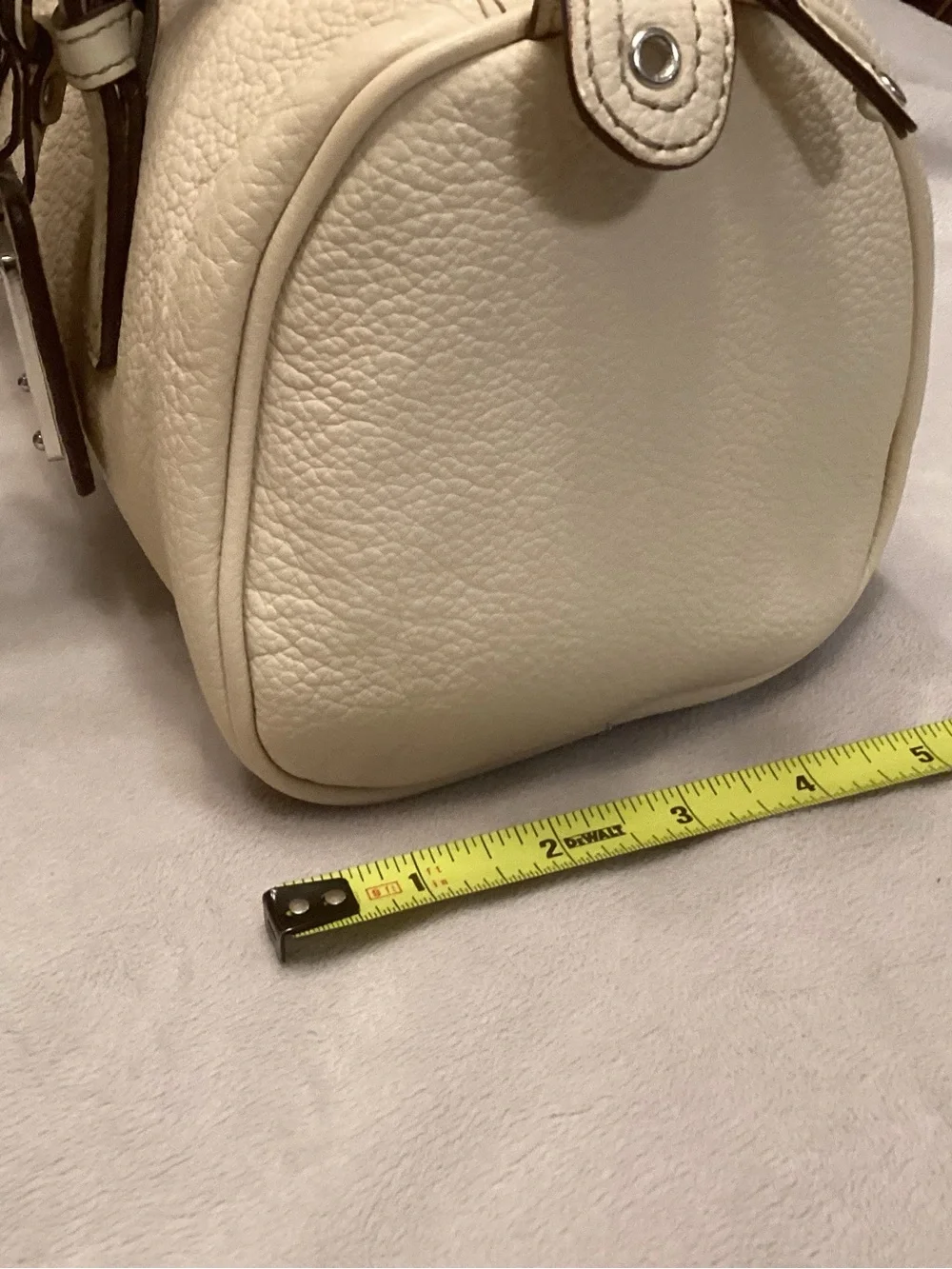 Vintage Tiganello Barrel Satchel cream color pebbled leather